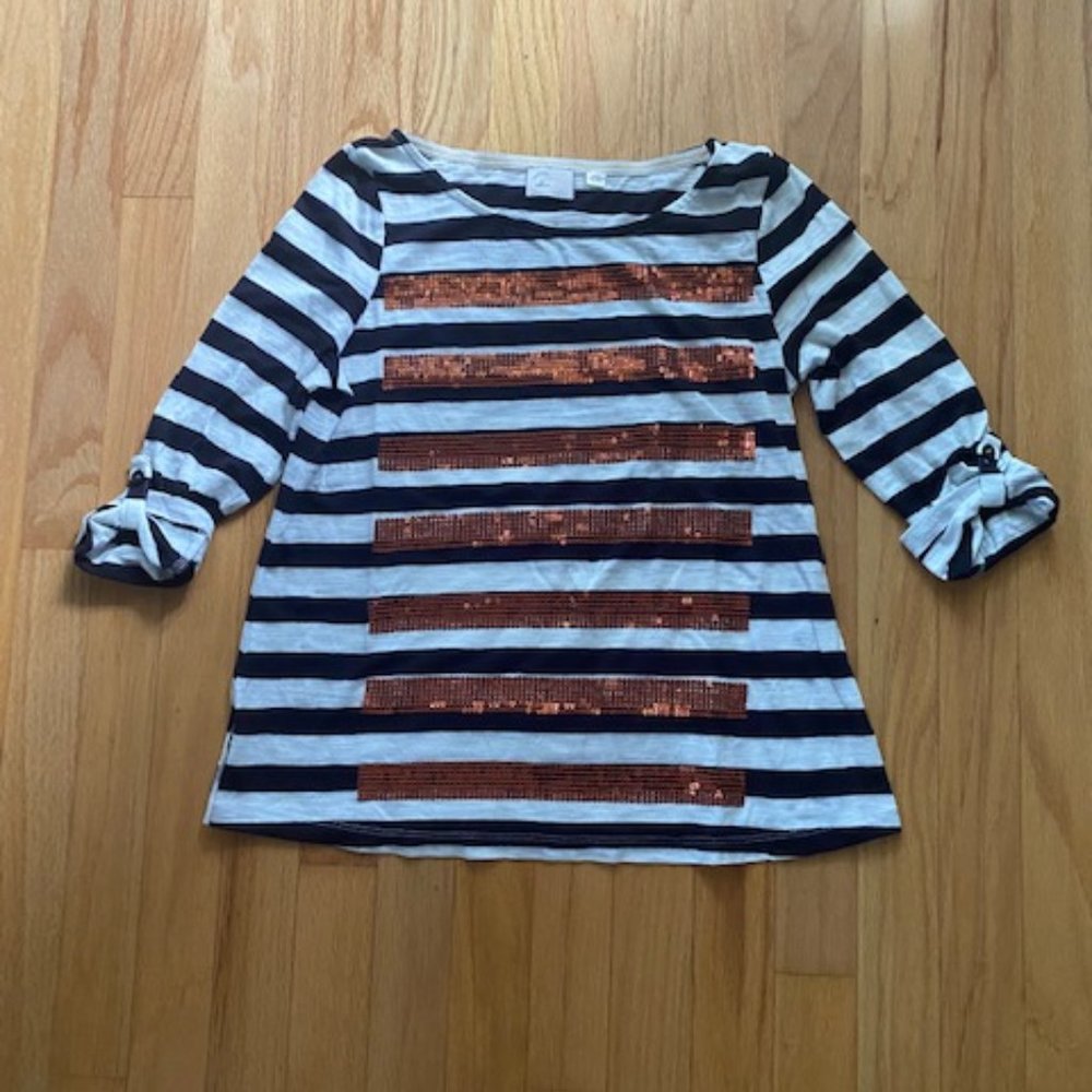 NWoT Anthropologie 9-Hi5 StCl Striped Sequined Shirt
